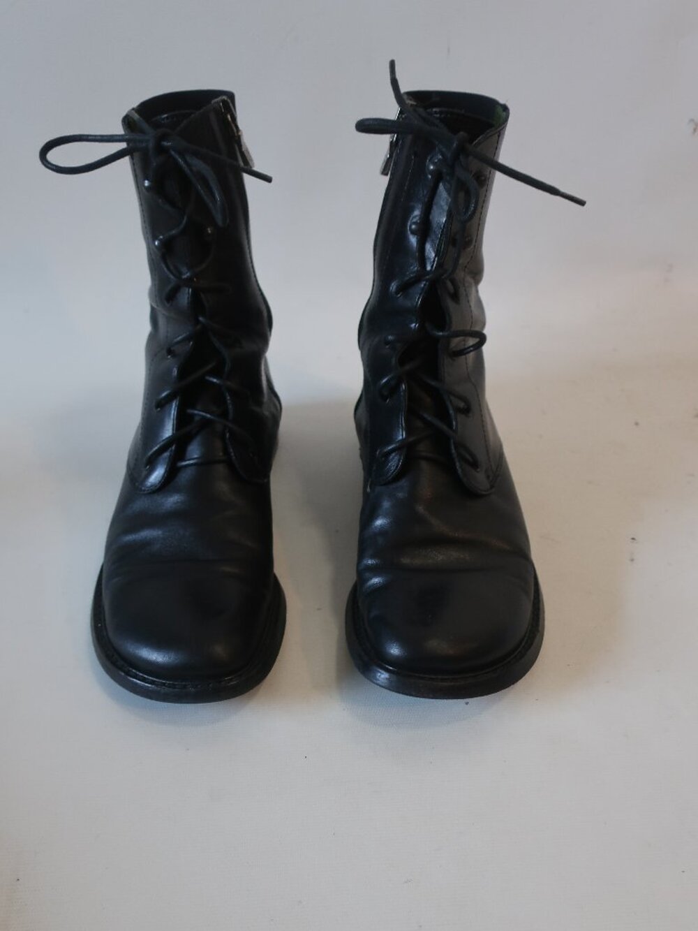 Women Donald J. Pliner Black Mid-Calf Lace-Up Zip Leather Anett Combat Boots 7.5